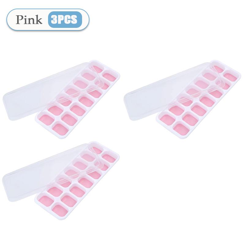 1-5PCS 6 Grid and 14 Grid Square Ice Cube Trays with Lids Silicone Soft Bottom Easy Release Mold for Homemade Ice