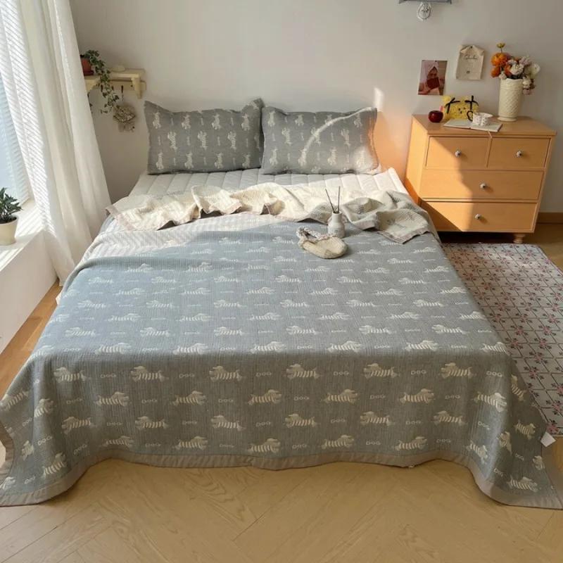 2025 new cotton three-layer gauze jacquard multi-functional summer quilt blanket bed cover pillow towel thin machine washable