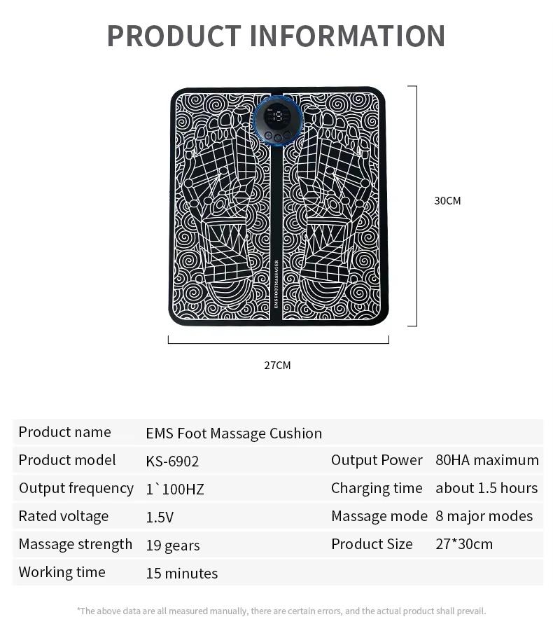 EMS Foot Massager Pad Reflexology Foot Acupoint Massage Muscle Stimulation Improve Blood Circulation USB Rechargeable