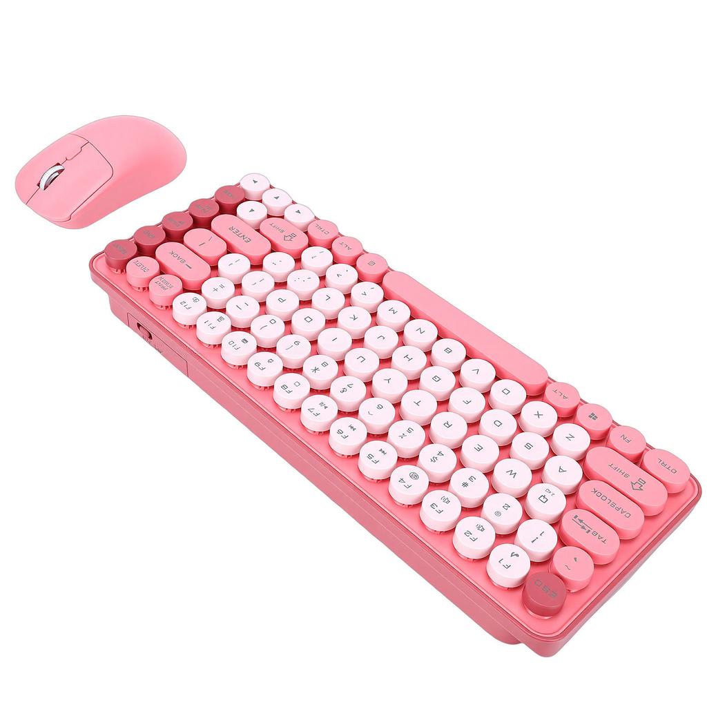 Wireless Bluetooth Keyboard and Mouse Combo 2.4G Dual Mode 85 Key Round Keycaps Keyboard Support for Windows