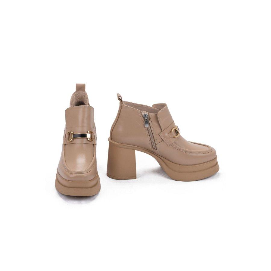 Bottes courtes en cuir véritable à talon plateforme de 8,5 cm pour femmes