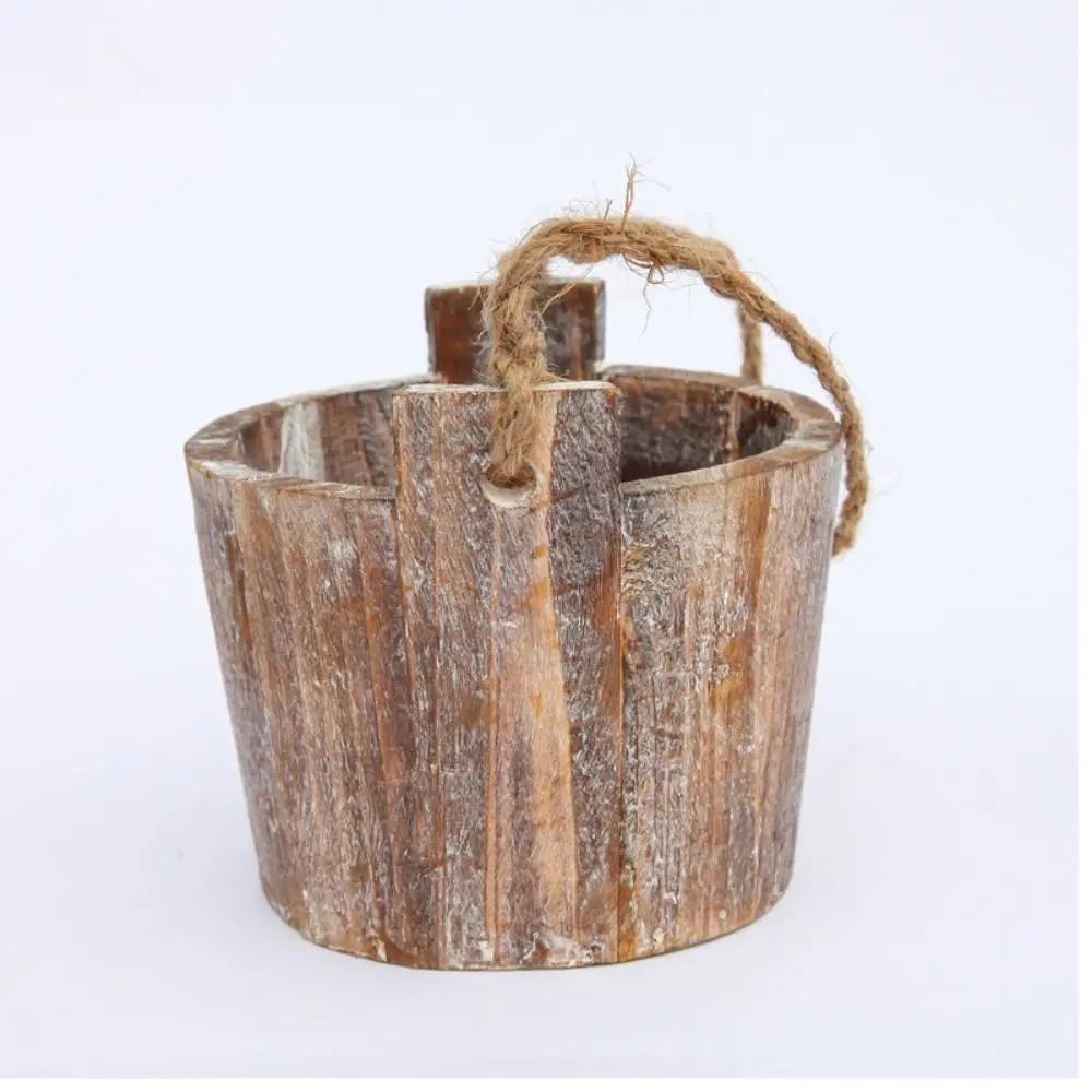 Pastoral Style Wooden Train Flowerpot Vintage Personality Plant Pot Creative Cartoon Flower Vase Living Room
