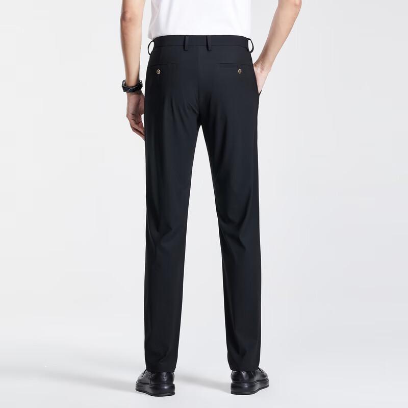 Fengxiao Men's Iron-Free Four-Way Stretch Straight Suit Pants