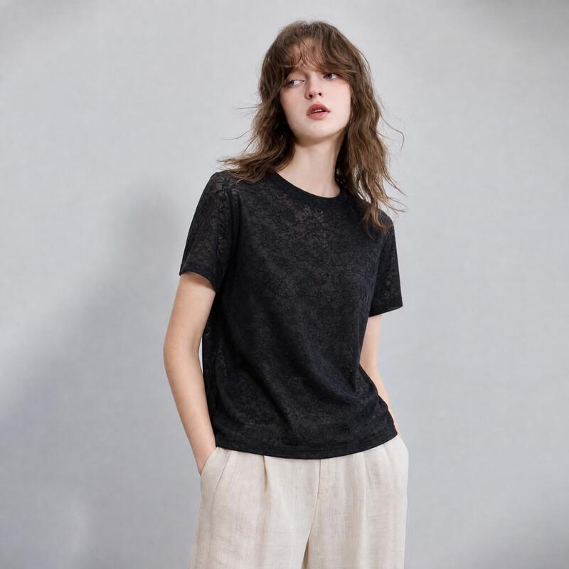 Demana Women s Summer Jacquard Short Sleeve T-Shirt M