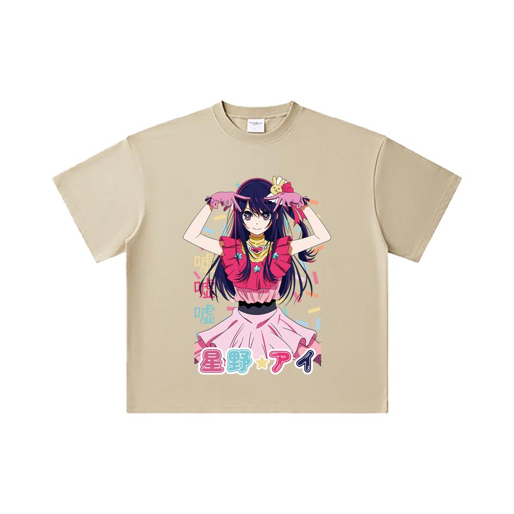 260 GSM Double Yarn 32 Count 100% Cotton Oshi No Ko V1 Print Unisex Heavy Cotton T Shirt