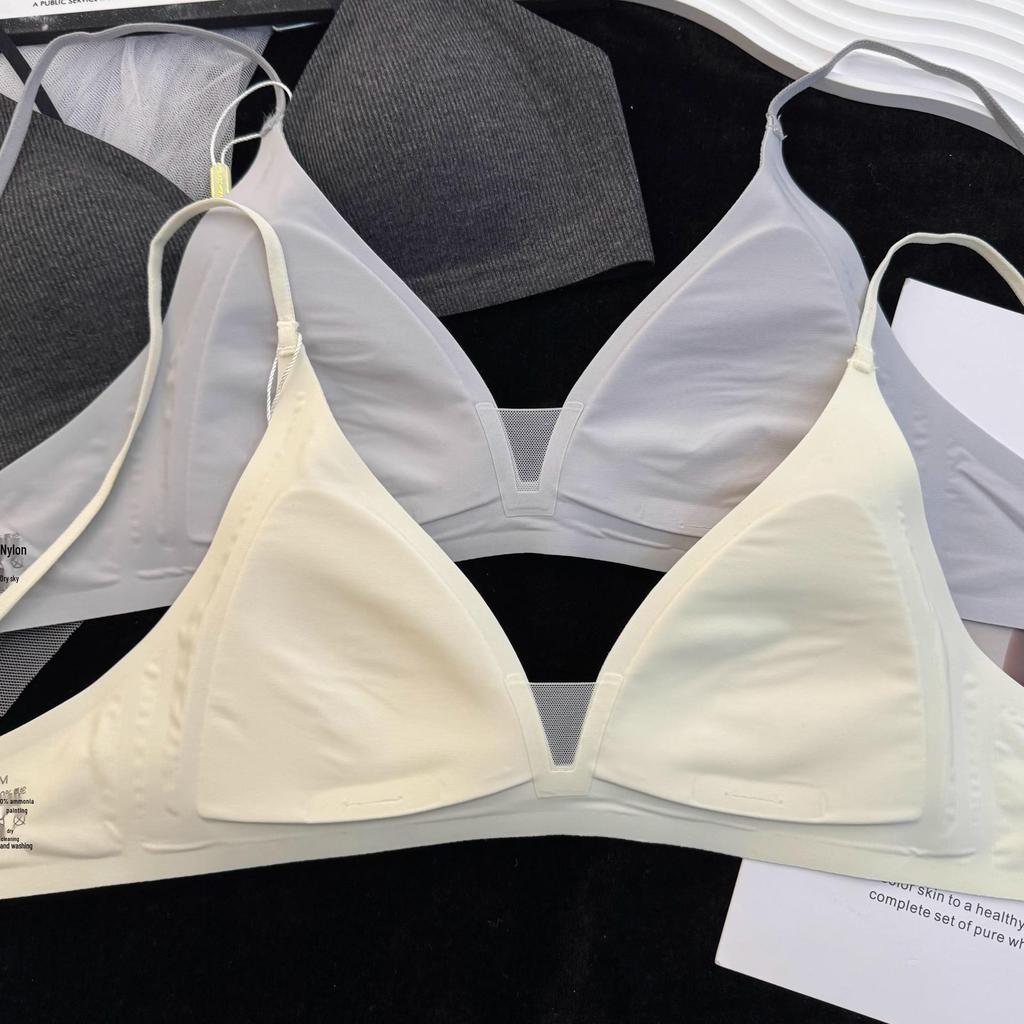 Best-Selling Thin Strap Deep V-Neck Triangle Cup Bra for Small Busts – Stylish Summer Back Design