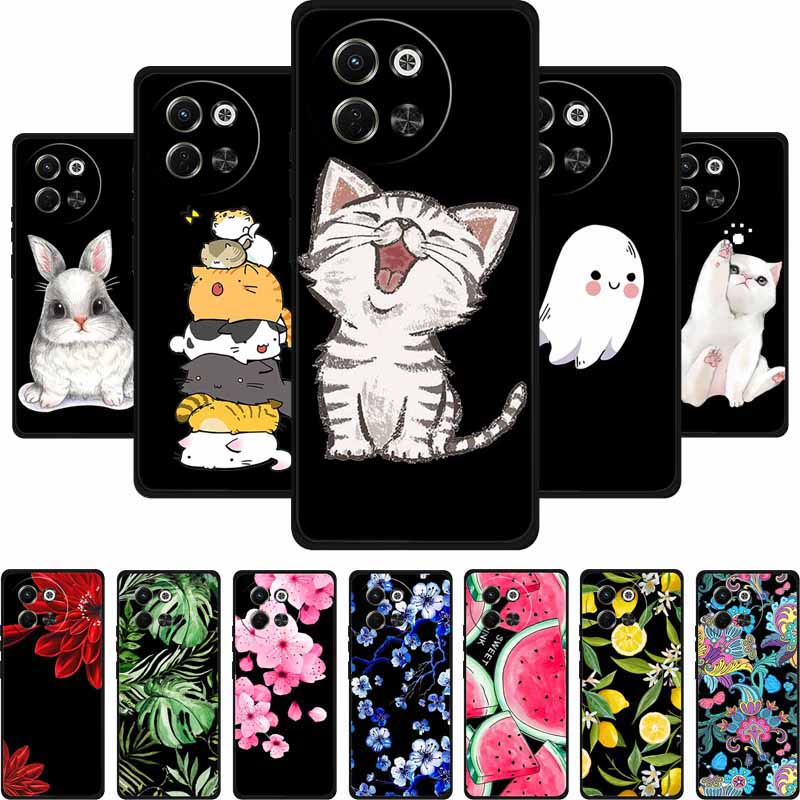 Black Silicone Case For Tecno Pova 6 Neo Spark 30 5G Back Cover Case Cartoon Soft TPU Coque For Tecno Camon 30S 30 S Pro Case