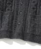 Knitted (Unisex) Bold Cable Round Knit Cardigan Charcoal