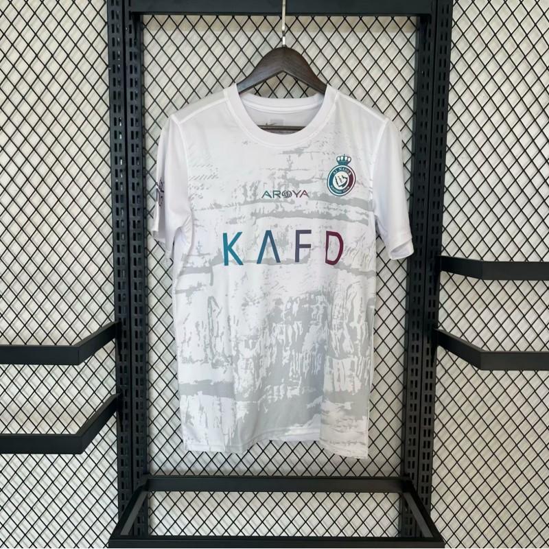 Al Nassr 2023-24 Away Soccer Jersey Men Women Short Sleeve Football Shirt CR7 Fan Edition White