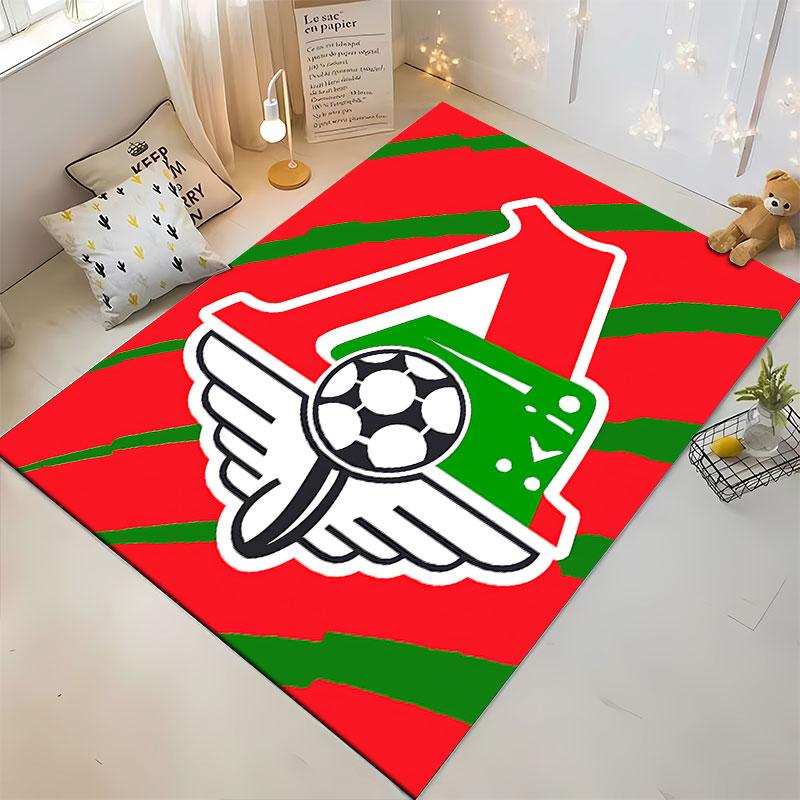 Red and Green Football Logo Carpet Suitable As a Non-slip Mat for the Living Room or Bedroom Sofa