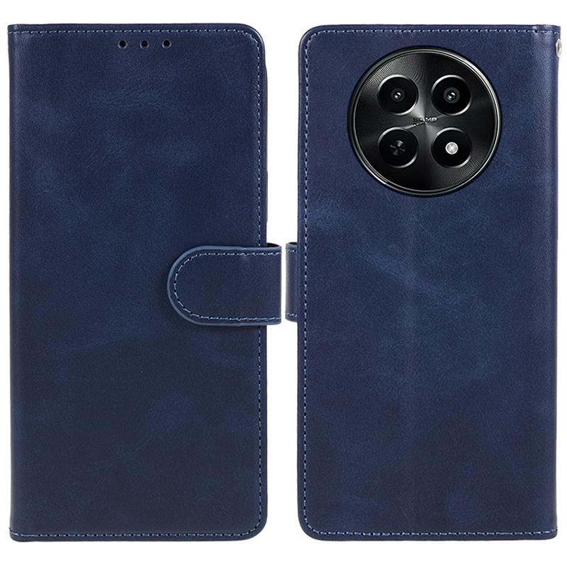 

For Realme C65 5G Case PU Leather Wallet Folio Phone Cover Calf Texture Blue