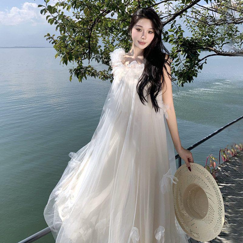 Bridal Wedding Robe, Fairy-Style Suspender Dress, Korean-Style Travel Photography Light Wedding Dress, Engagement Dress