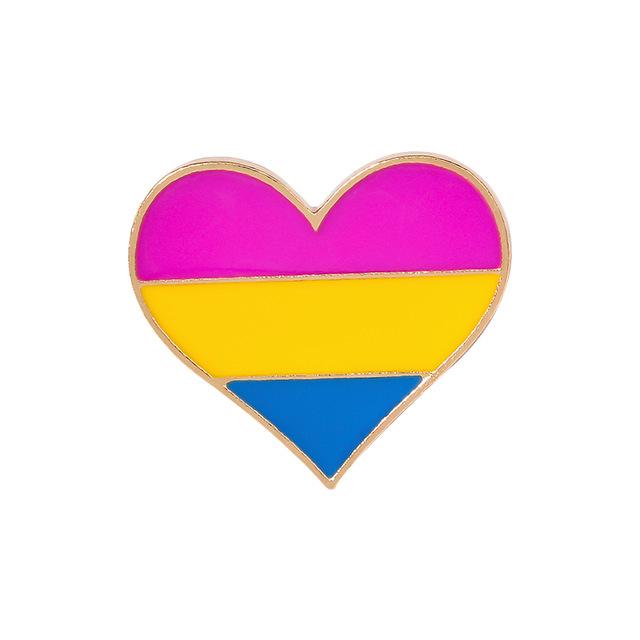Trendy Rainbow Heart Stripe Brooch - Colorful Badge Jewelry Gift for Friends