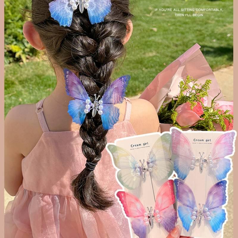 Mixed Material Butterfly Hair Clip Duckbill Clip Style Beautiful And Natural Hair Decoration For Girls