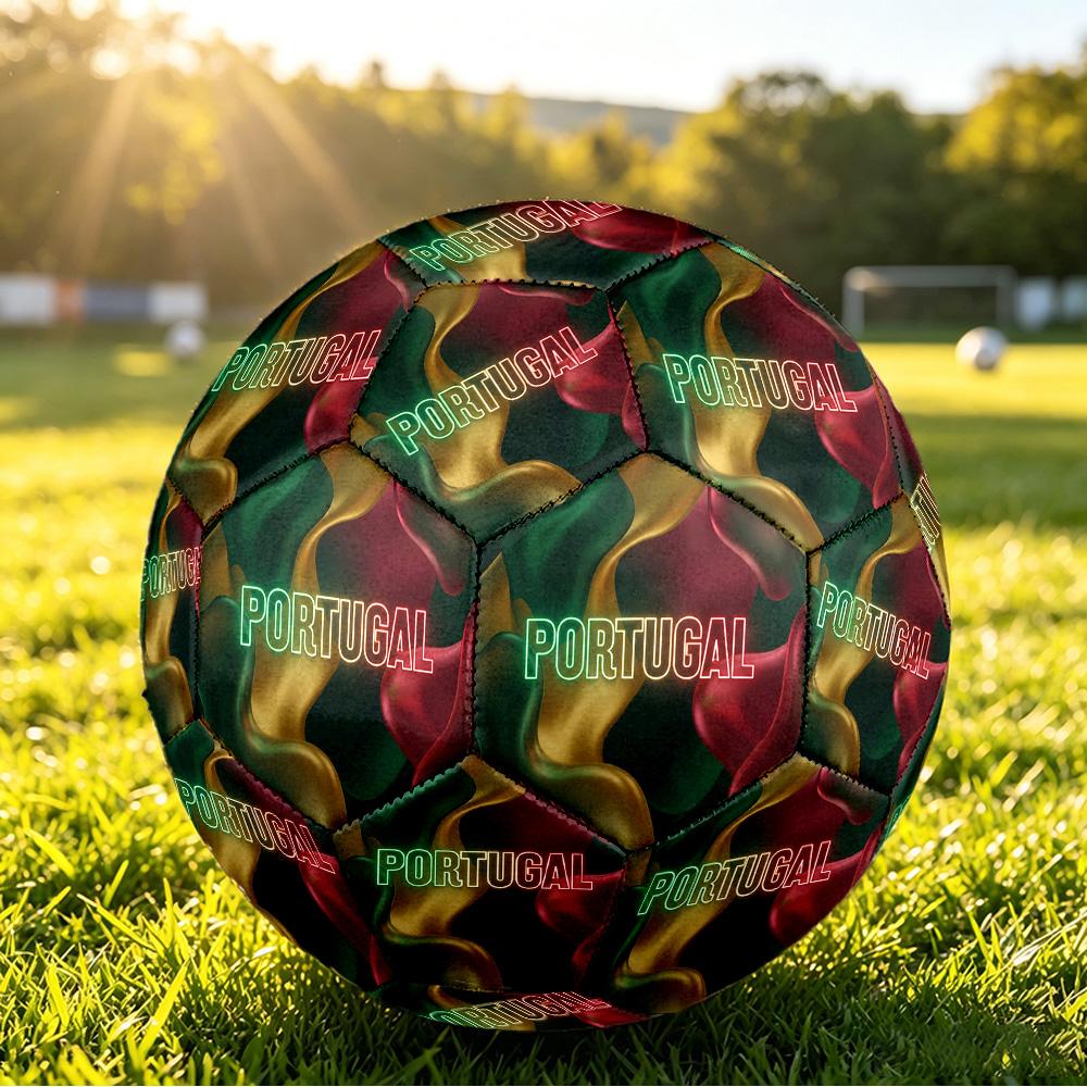 Portugal Football Printed Size 5 Soccer Ball Wear Resistant Standard Adult Training Football Fan Gift for Indoor Outdoor Match Sports