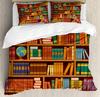Library Duvet Cover Set Bookshelf Ladder Caricature Illustration Decorative Bedding Set Boy Girl Teenager Comforter Cover Sets