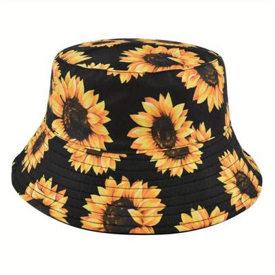 Sonnenblume Wendbarer Fischerhut UV-Schutz Panama Atmungsaktiver Fischerhut Für Frauen Männer Sommersport Angeln Wandern Bob Cap
