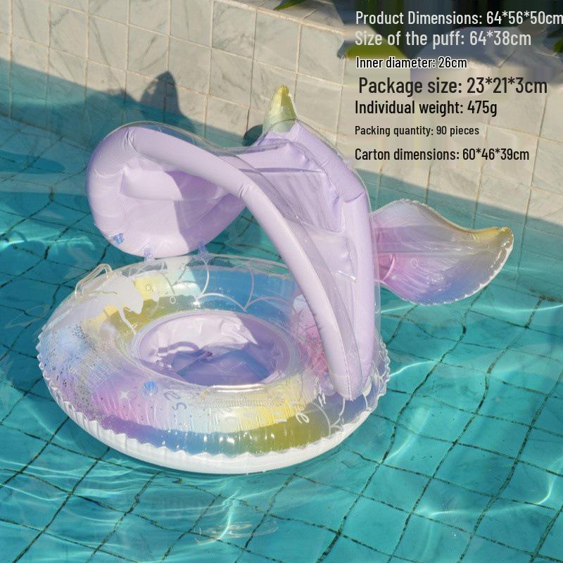 Large Toddler Boat-Themed Swimming Ring with Canopy & Steering Wheel