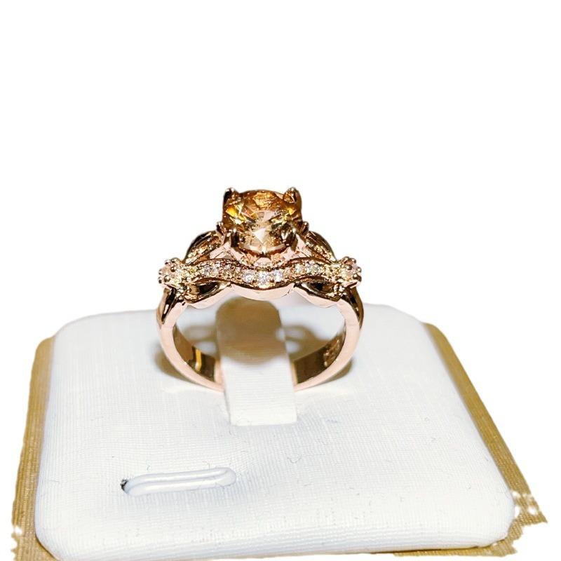 European and American Fashion Micro Diamond Ring Bow Ring Rose Gold Zircon Ring Flower