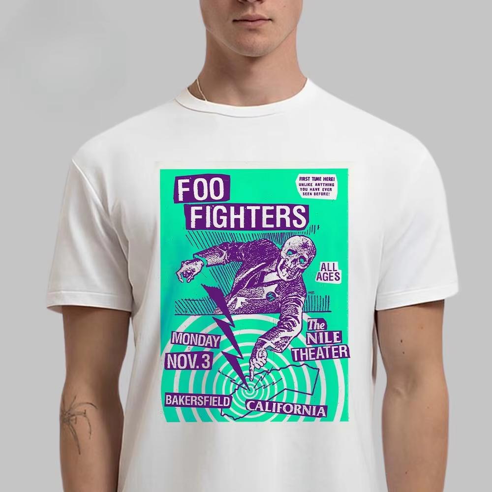 2026 Retro Foo Fighters Cotton Band Shirt Unisex Summer Short Sleeve Fashion Brand Tee Luxury Casual Vintage Tshirt Ins Y2k