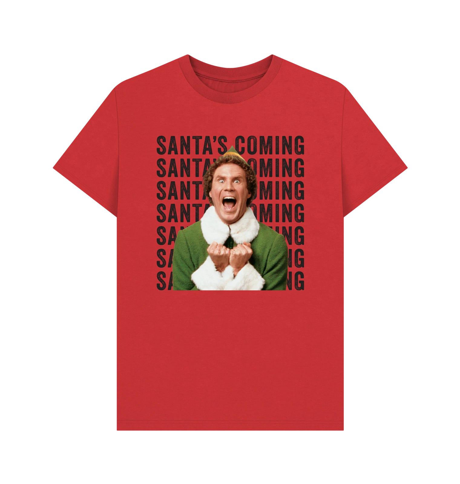 PREMIUM OFFICIAL Elf Elf Santa s Coming! Graphic Red T-Shirt 2XL