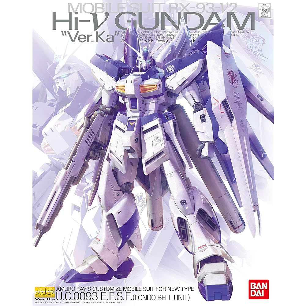 Bandai Spirits MG Mobile Suit Gundam Hi-Nu Gundam Ver.Ka 1/100 Scale Color-Coded Plastic Model Kit