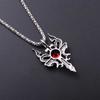 Vintage Dragon Amulet Necklace Double Dragon Sword Crucifix Crystal Pendant Punk Animal Dragon Jewelry Gift for Men Boys