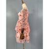 Export Single Lady Mesh Embroider Flower Pink Perspective Fashion Sweet 3/4 Flare Sleeve Special Dress