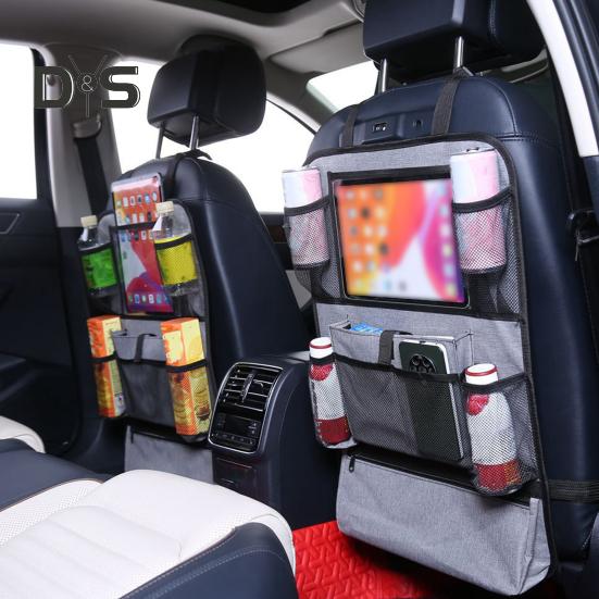 

2 шт. органайзер на заднее сиденье автомобиля с держателем для планшета с сенсорным экраном, большая вместимость, 9 отделений для хранения, водонепроницаемые карманы для хранения чёрный