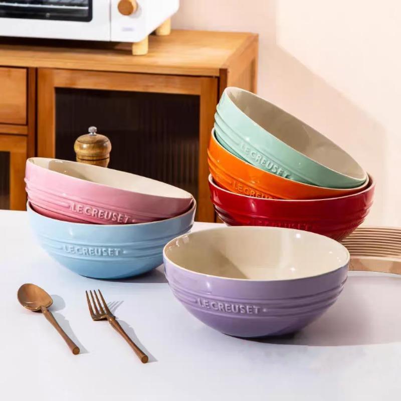 Large Capacity Ceramic Soup Face Bowl Salad Bowl Le Creuset Home Use Big Bowl French Style Dinnerware