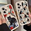 Black Cat Flower Artistic Phone Case For Redmi Note 13 12 Pro Plus 5G 13 12 Pro 4G 5G 11 10 Pro 12S 5G 11S 10S Redmi 13C 12 5G