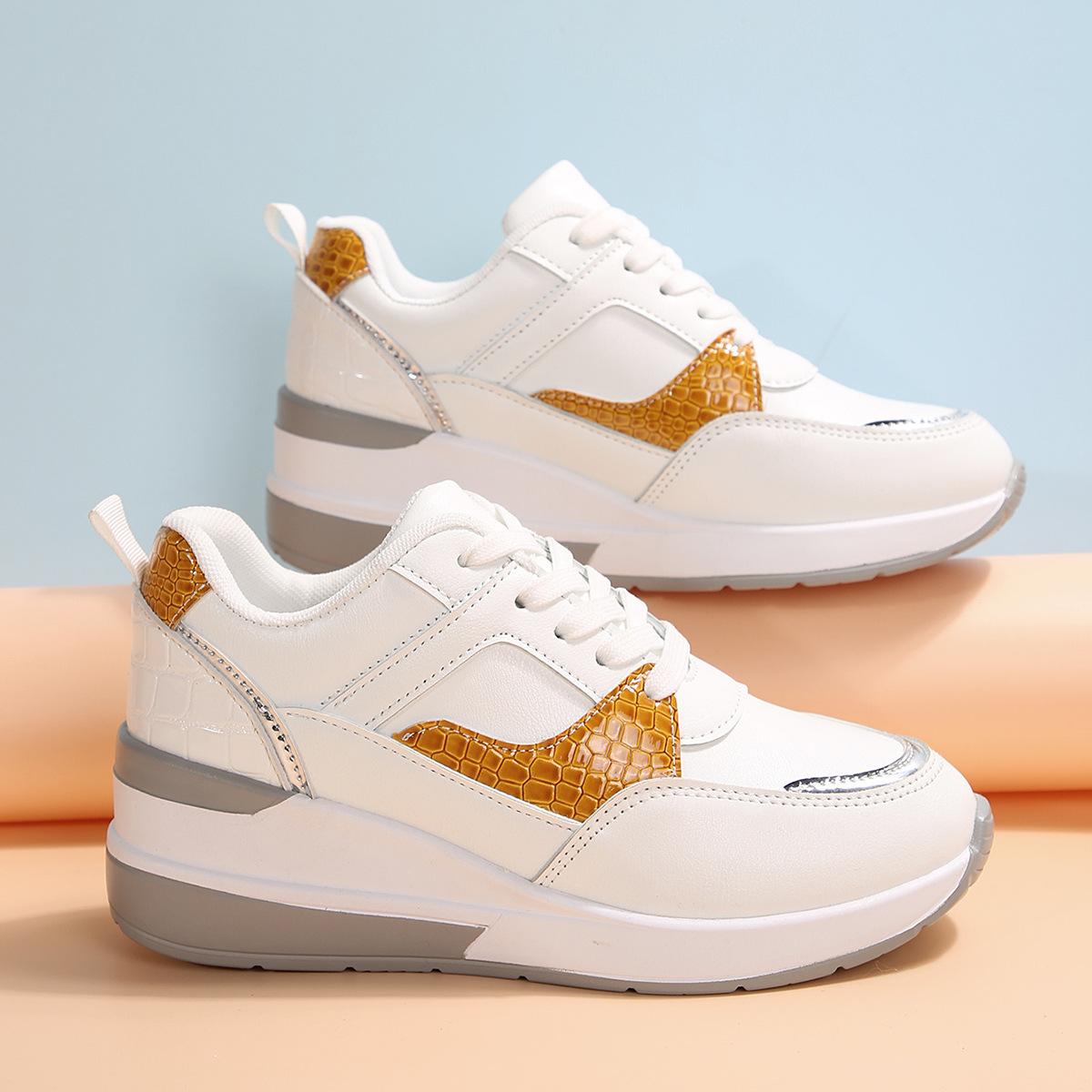 

Женские кроссовки для бега, повседневная мода, кроссовки с толстым каблуком, большого размера, со шнуровкой, Zapatillas Plataforma Mujer 36 белый