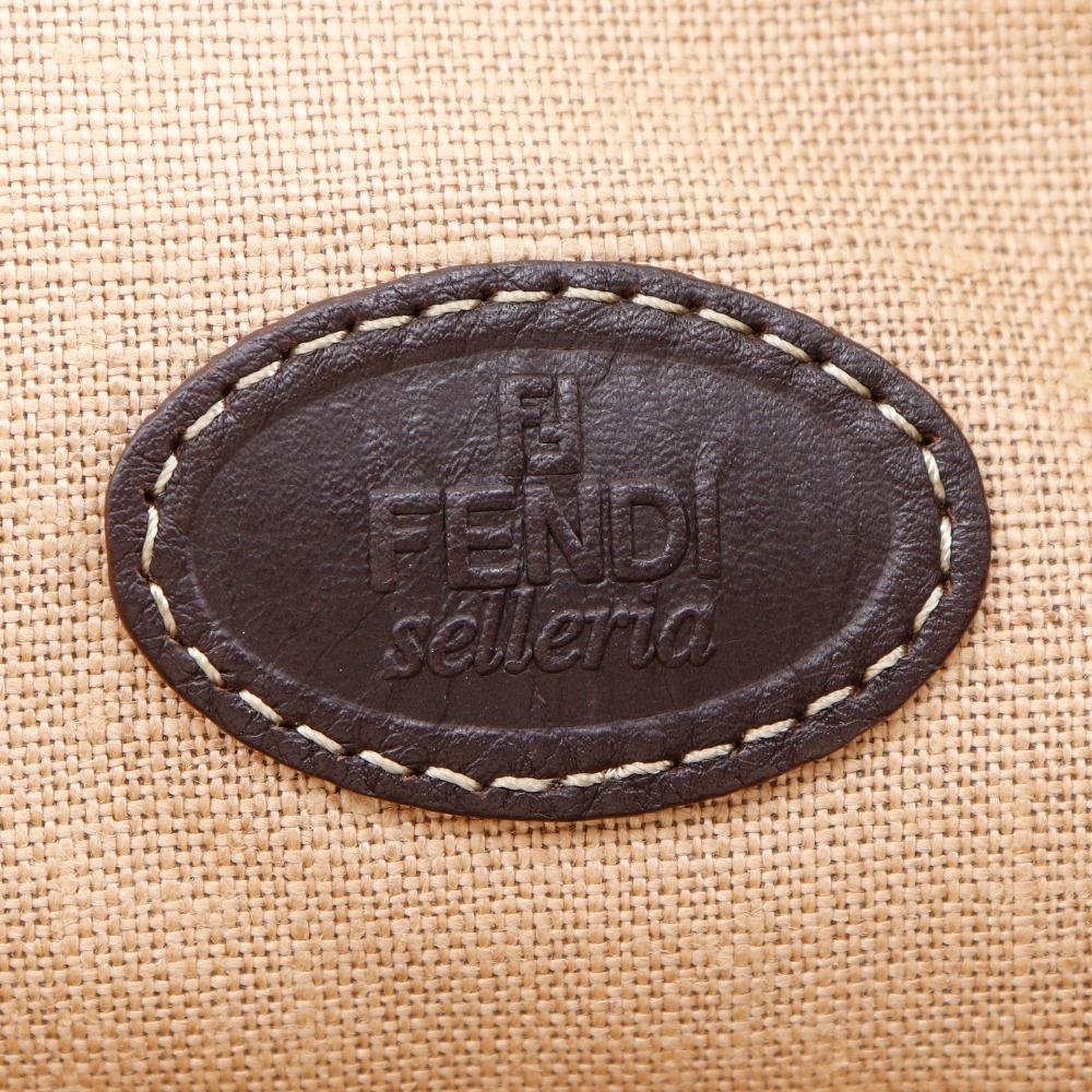 Fendi Zucca Handbag Tote Bag Brown Nylon Canvas Unisex Used