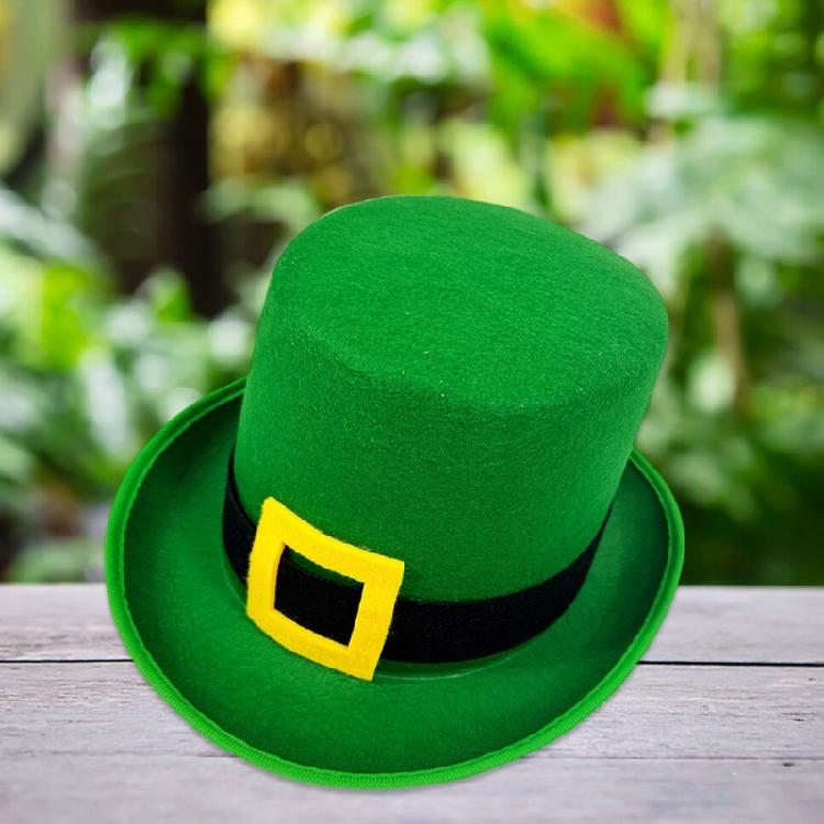 Elegant Green Homburg Leprechaun Styling Hat with Unique Yellow Buckles Wide Brimmed Western Hat for Casual Wear