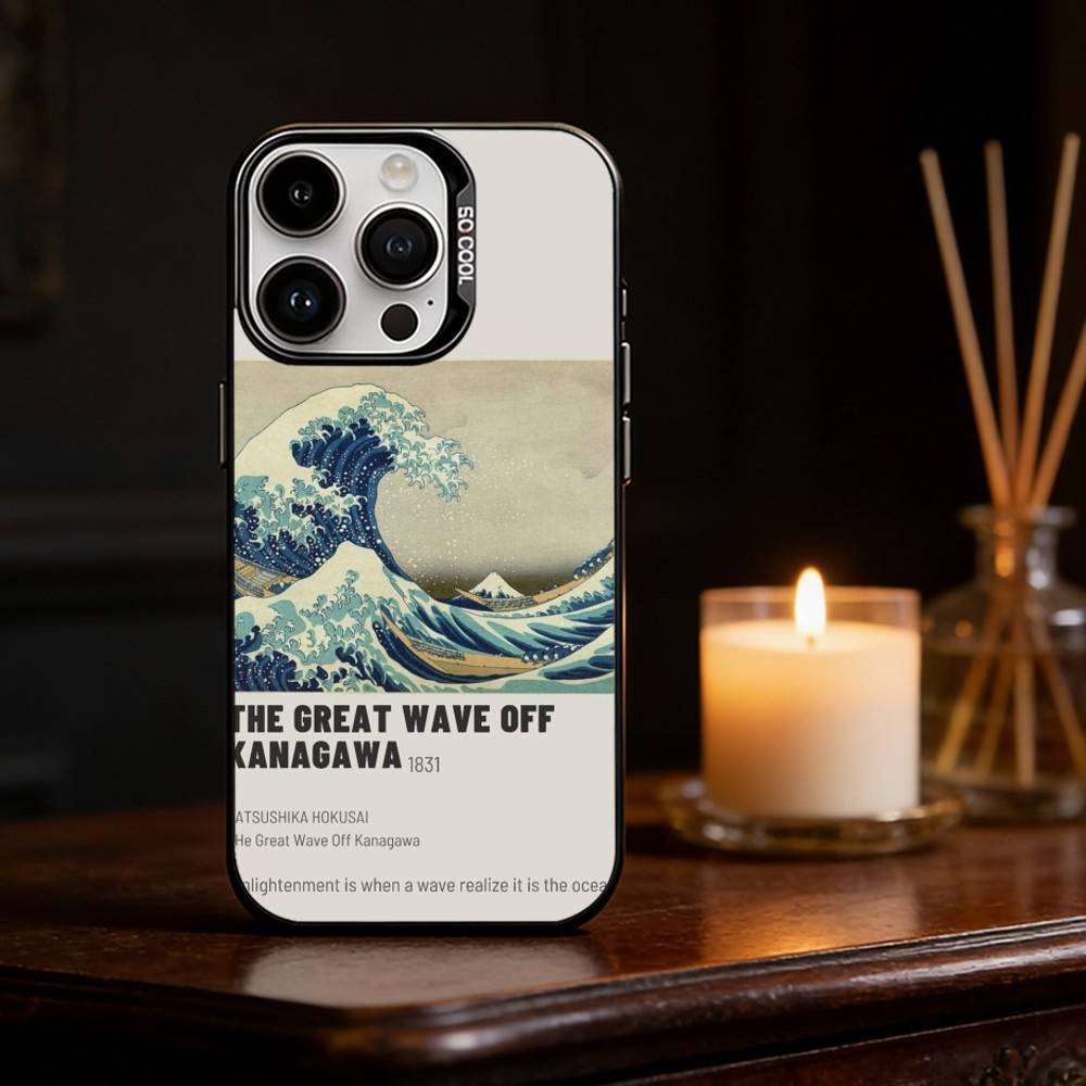 Great Wave Off K-Kanagawa Phone Case Color Silver Shell For IPhone 17 16 15 14 13 12 11 Pro Max Plus