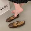 Comfortable and versatile fashion square head temperament casual shoes spring new simple shallow mouth flat heel comfortable single shoes women