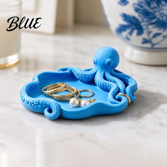 Ocean Animal Storage Necklace Ring Printed Jewelry Octopus Tray 3D Tray Earrings Key Holder Dish Decorative Keys Trinkets Organizer