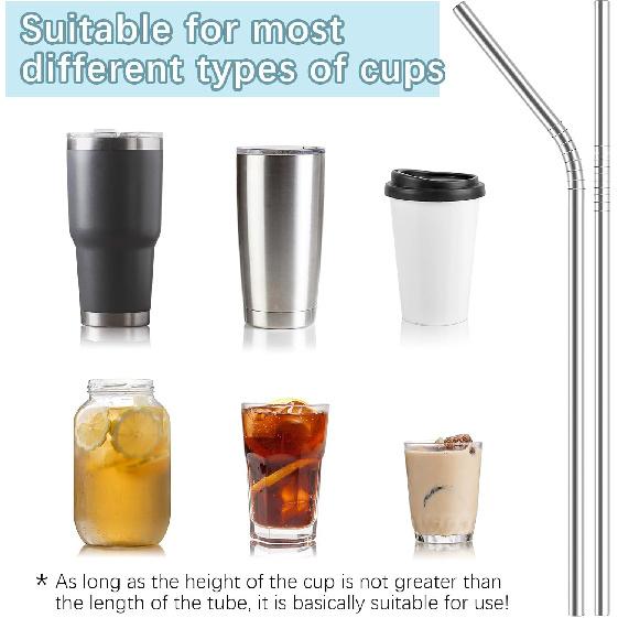 33 Pack of metal straws reble,15 Straight +15 Bent 8.5 Inch Stainless Steel Straws, 3 Cleaning Brushes Included, Perfectly Compatible with 20oz Cup