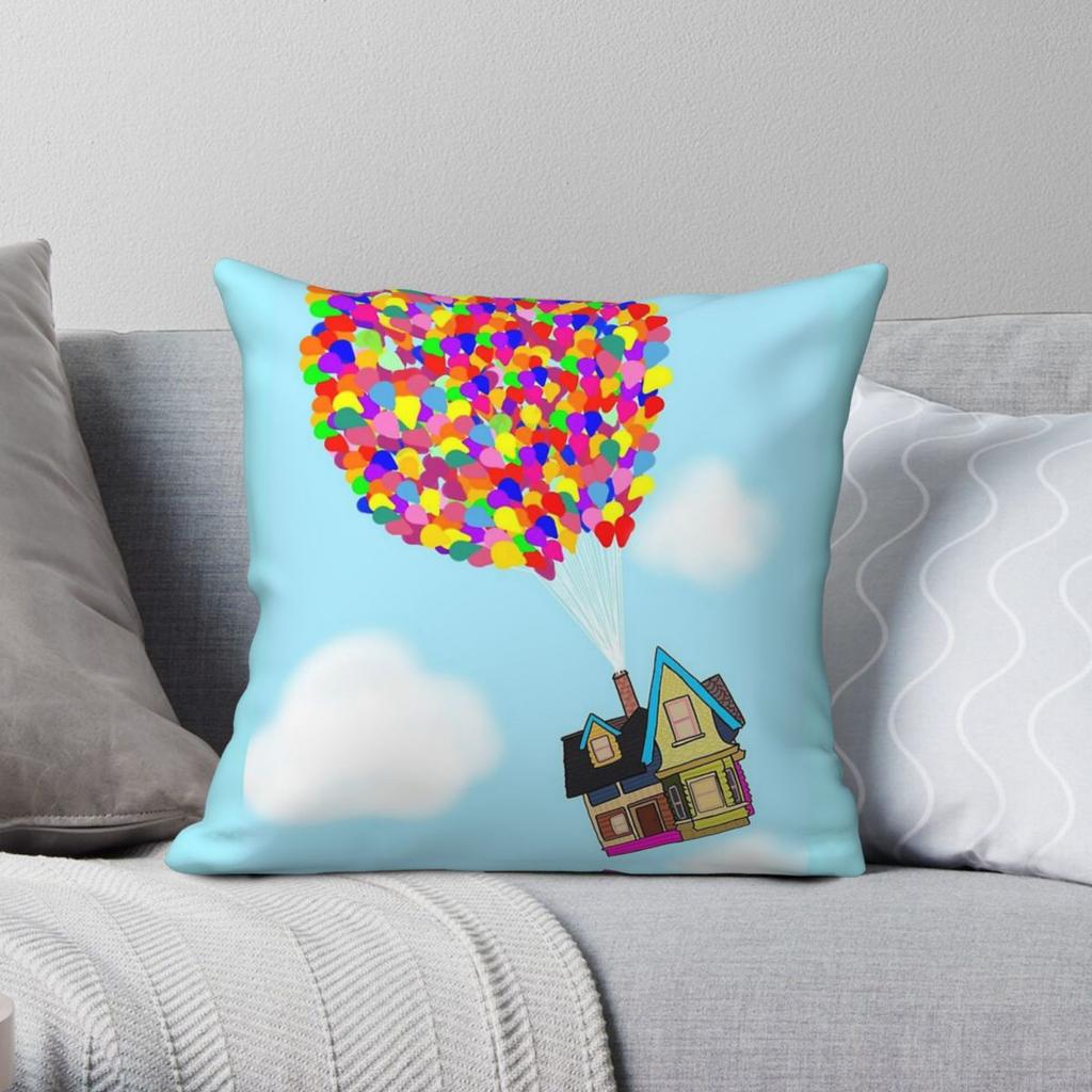 Up Balloons Square Pillowcase Polyester Linen Velvet Pattern Zip Decorative Pillow Case Home Cushion Cover Wholesale