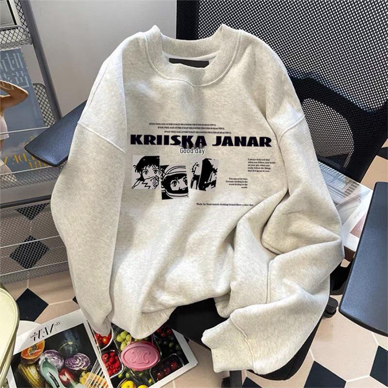 

Мужской модный флисовый свитшот 450 г: Свободный крой, Длинный рукав, Круглый вырез, Осень/Зима. XL