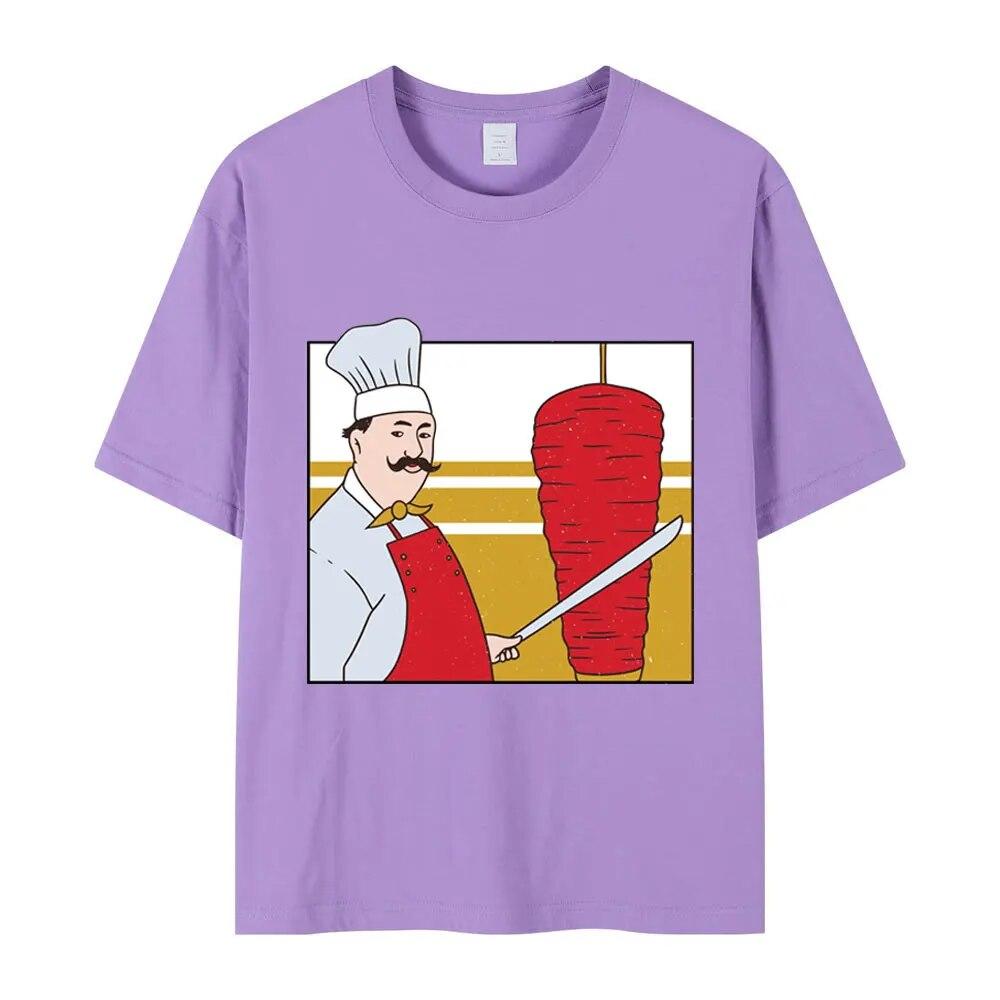 Hot Sale Funny Doner Kebab Print T Shirt Unisex Street Fashion Oversized T Shirt Unisex Women Hip Hop Harajuku Pure Cotton T-shirts