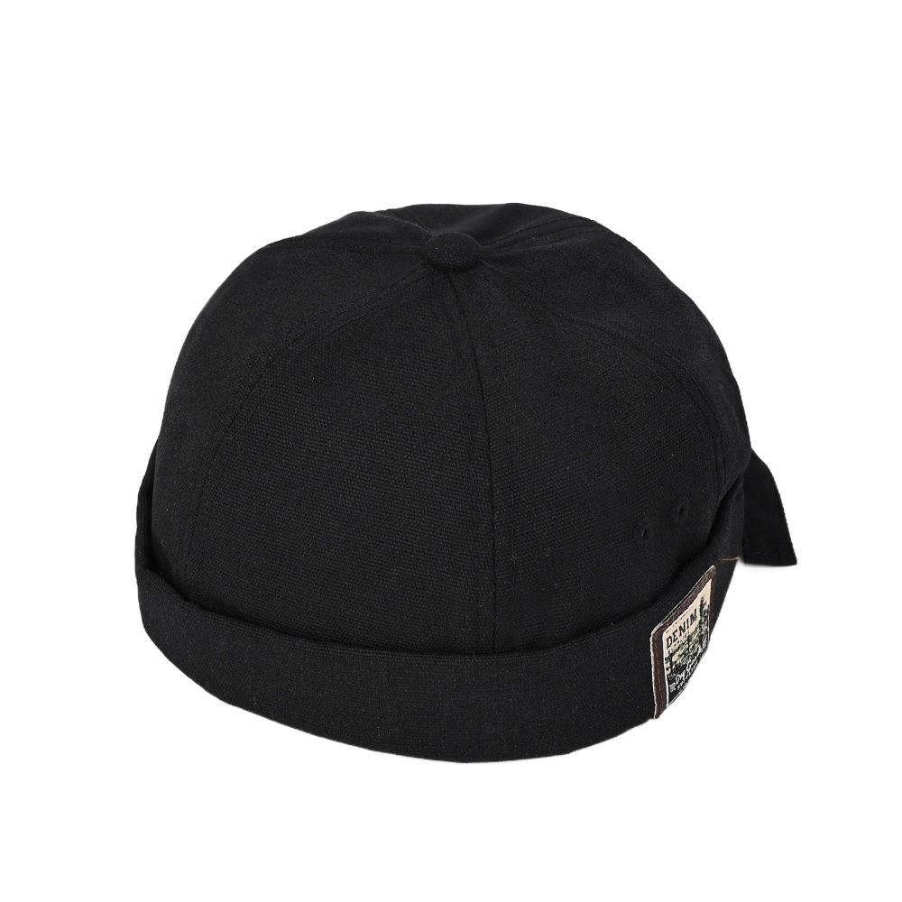 Solid Color Men Women Skullcap Cotton Melon Docker Cap Retro Bucket Cap  Outdoor чёрный