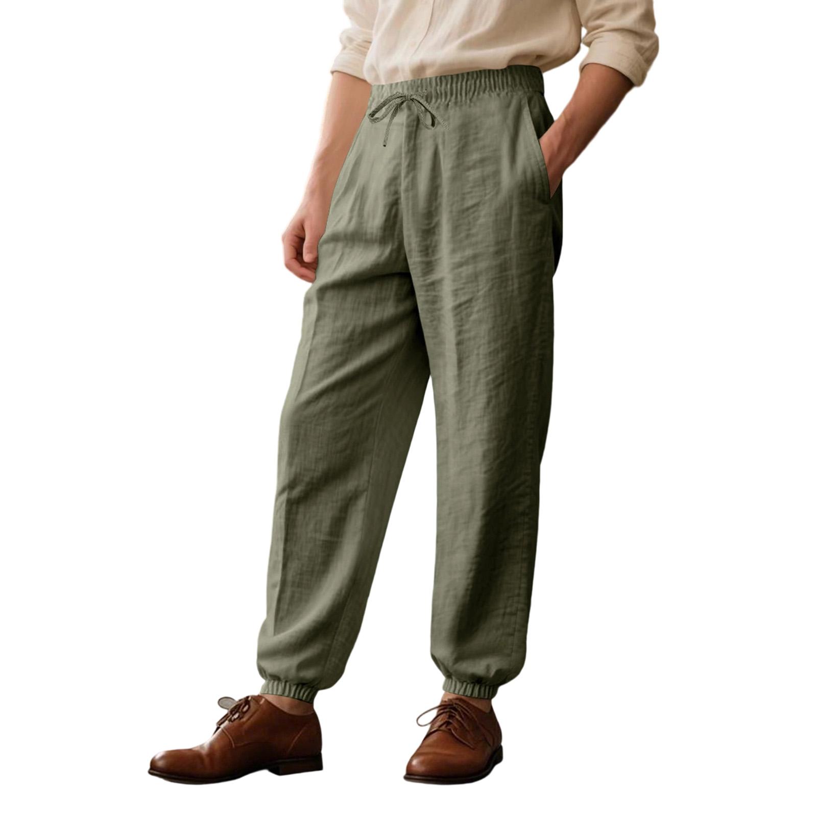 

Men s Leisure Double Pockets Tie The Feet Trousers XXL