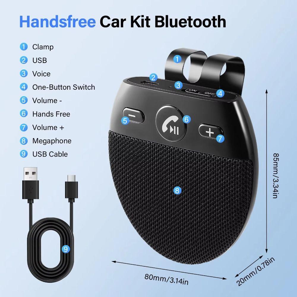 Bluetooth 5.0 Bluetooth Speakerphone High Definition Voice Wireless Car Speaker  Vehicle Use