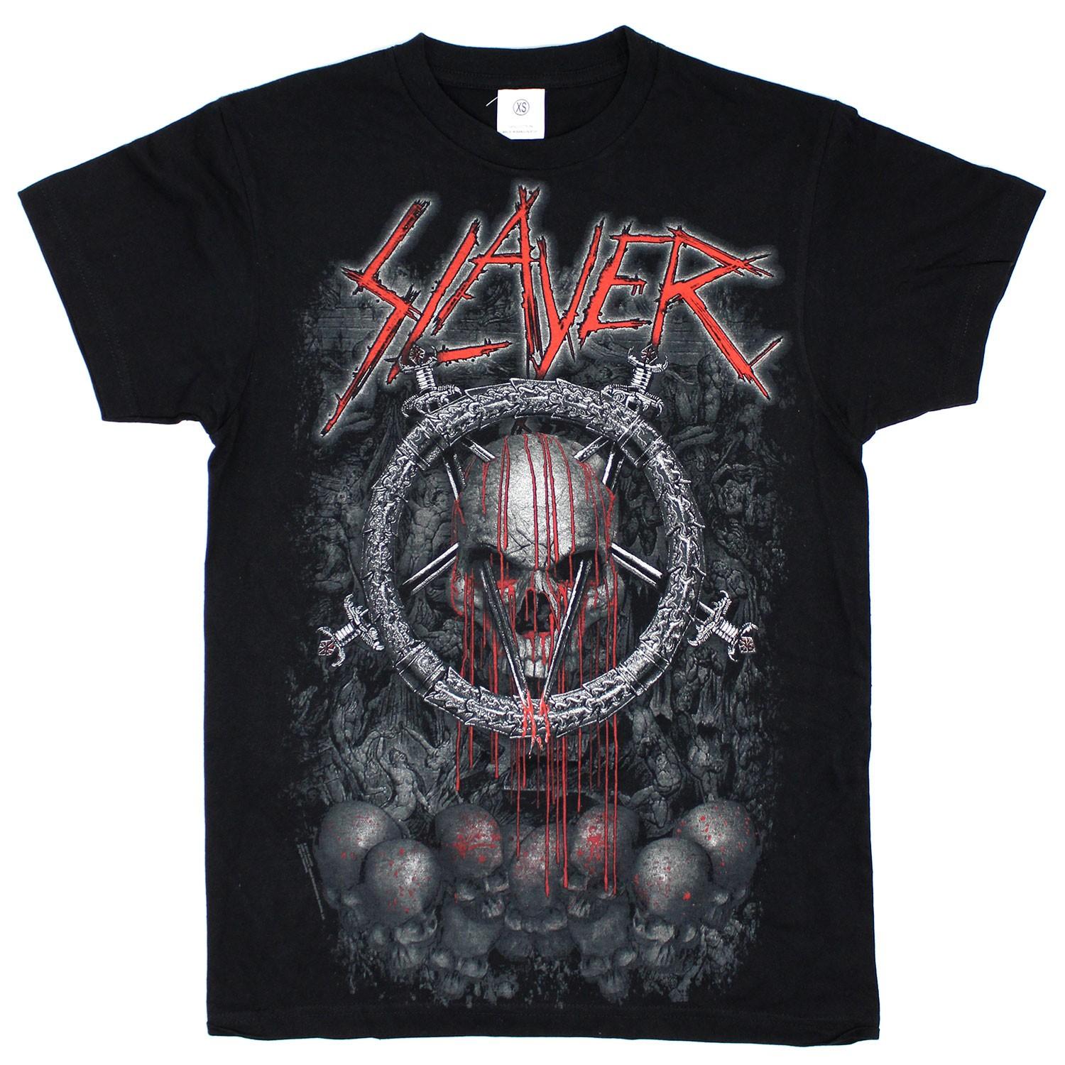 Men s Slayer Dripping Skull T-Shirt Mens Womens Tees Top Black 3XL