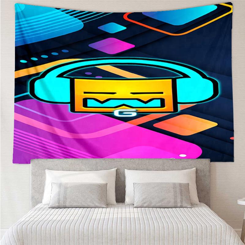 Geometry Dash: Dance To The Beat Tapestry Room Decoration Wall Hanging for Living Room Bedroom, Dormitory, Birthday and Christmas Gifts