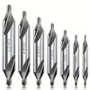 5pcs/7pcs Center Drill Bit Set 60 Degree Angle Center Drill Bit Kit Lathe Metal Working Butt Tool