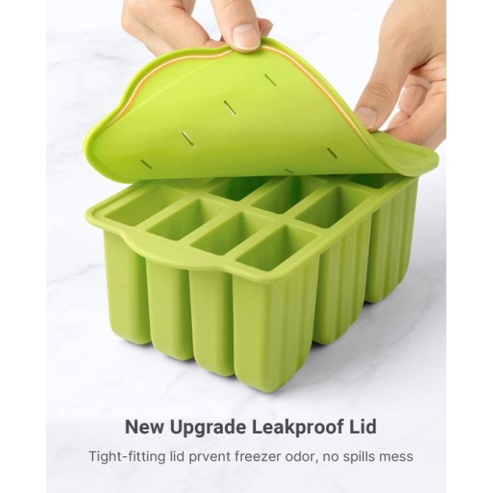 Silicon Ice Pop Molds, Klenzo 12-Cavity Ice Cream Mold, Reusable Popsicle Maker, BPA-Free, Green Dental Floss Shape