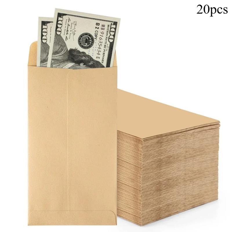 

20 шт. самоклеящихся коричневых конвертов для денег, конверт, конверт для денег на новогодний фестиваль, маленькие крафтовые мешочки для денег для бюджетирования и подарков