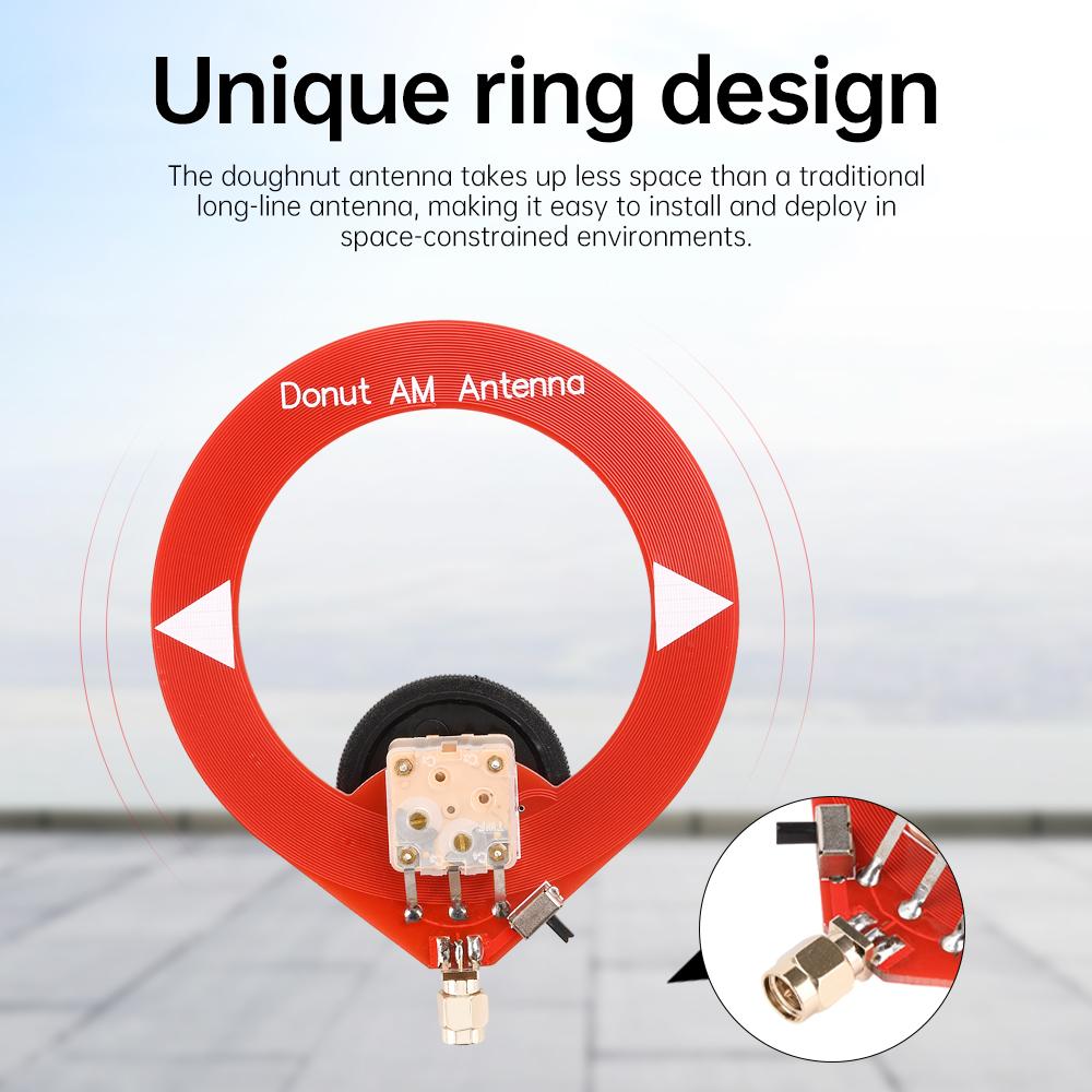SW Shortwave Antenna AM Mediumwave Antenna SMA Interface Mini Ring Antenna Broadband Receiving Antenna 4MHz-24MHz/500kHz-2000kHz